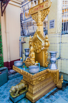 Small shrine at Botataung Paya pagoda in Yangon, Maynmar