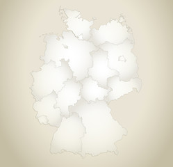 Germany map separate regions old paper background vector