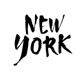 Hand drawn typography lettering phrase New York isolated on the white background. Modern brush calligraphy. Vector