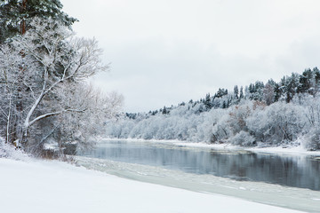Neris river in winter