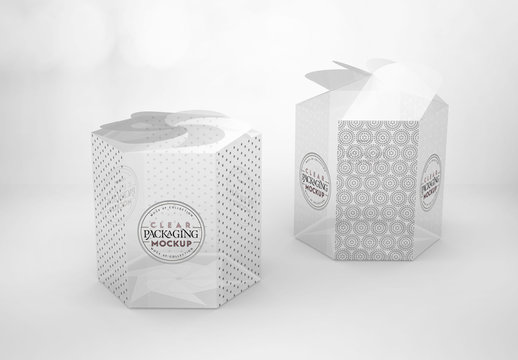 Clear Hexagonal Twist Top Boxes Mockup