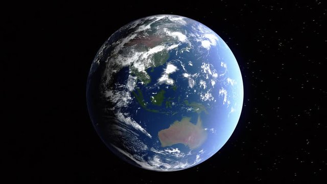 Realistic 3d animated earth showing the borders of the country Vanuatu and the capital Port Vila in 4K resolution