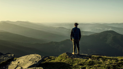 Man in the mountians, feel of freedom