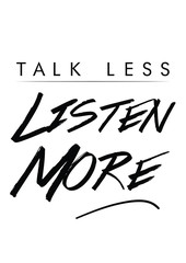 Talk less listen more quote with handwriting in black and white,vector. - 245045442