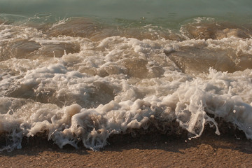 Waves during a storm. Red code. Rest on the Black Sea coast in Bulgaria.