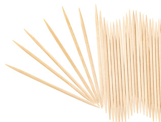 Wooden toothpicks isolated on white background with clipping path