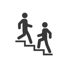 Fototapeta na wymiar Upstairs-downstairs icon sign. Walk man in the stairs. Career symbol. flat design. Vector illustration.