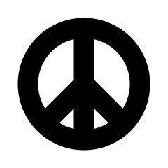 Peace symbol. Simple flat vector icon. Black sign on white backround.