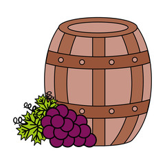wooden barrel bunch fresh grapes