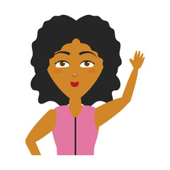 woman portrait waving hand