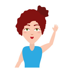 woman portrait waving hand