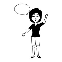 woman waving hand speech bubble