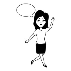 woman waving hand speech bubble
