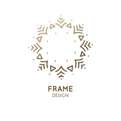 Fototapeta na wymiar Minimalistic abstract frame snowflake logo
