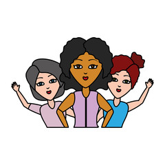 group women hugging friends characters