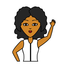 woman portrait waving hand