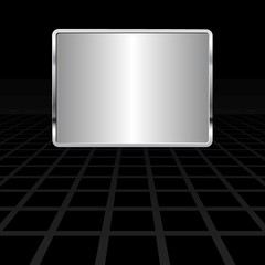 silver plaque on black background with perspective 