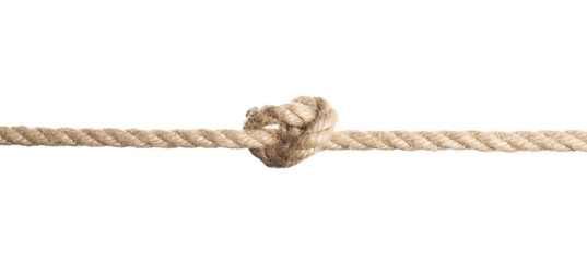 Naklejka premium Rope with knot on white background. Simple design