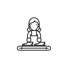 factory, packing, shoes icon. Element of production icon for mobile concept and web apps. Thin line factory, packing, shoes icon can be used for web and mobile