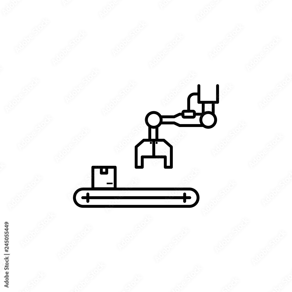 Poster factory, crane, box icon. element of production icon for mobile concept and web apps. thin line fact