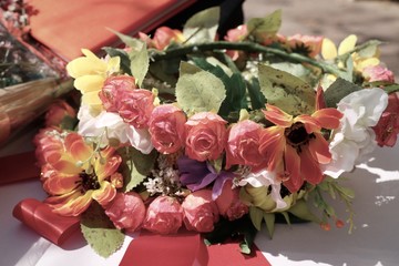 Graduation flowers and hats