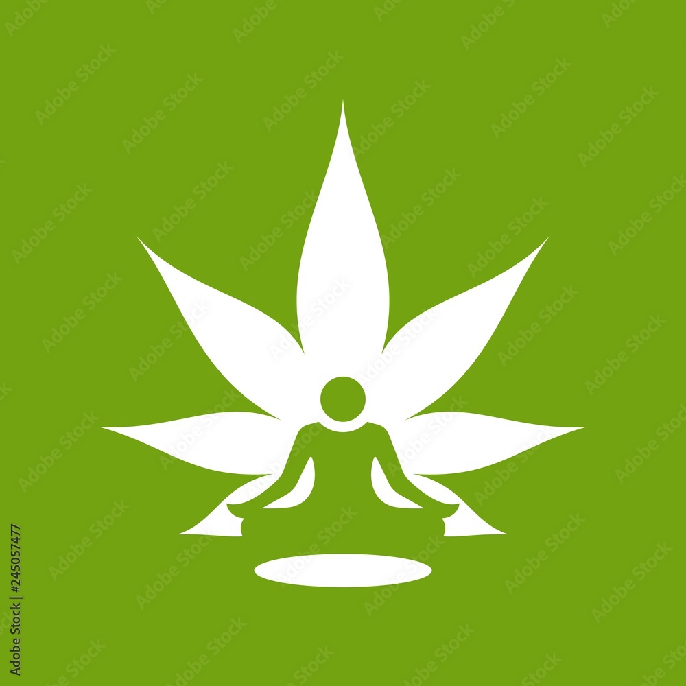 Wall mural yoga and cannabis vector logo.