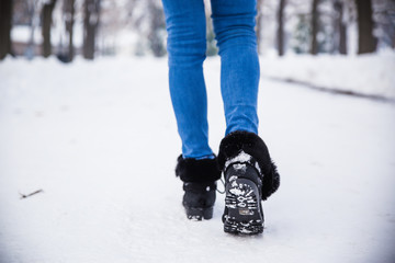 walking through snow 