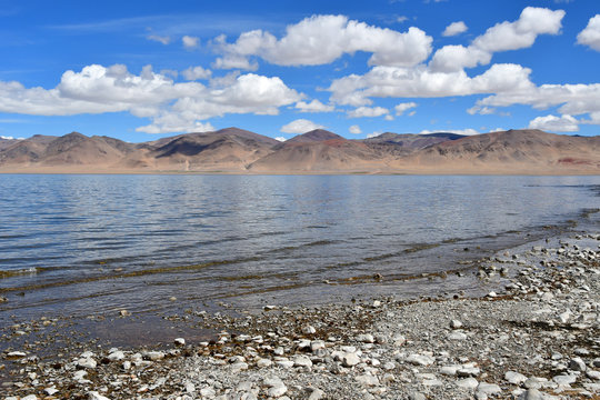 China, Tibet. High-mountain lake Tarok in summer