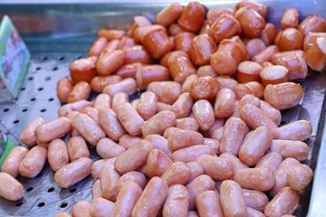 Fried sausage at street food