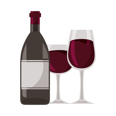 wine bottle and glass cups