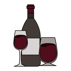 wine bottle and glass cups