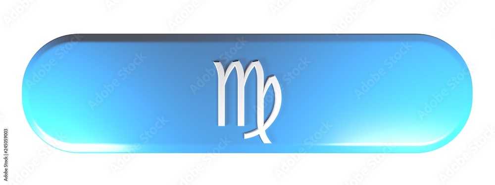 Aufkleber zodiac virgo icon blue rounded rectangle push button - 3d rendering illustration