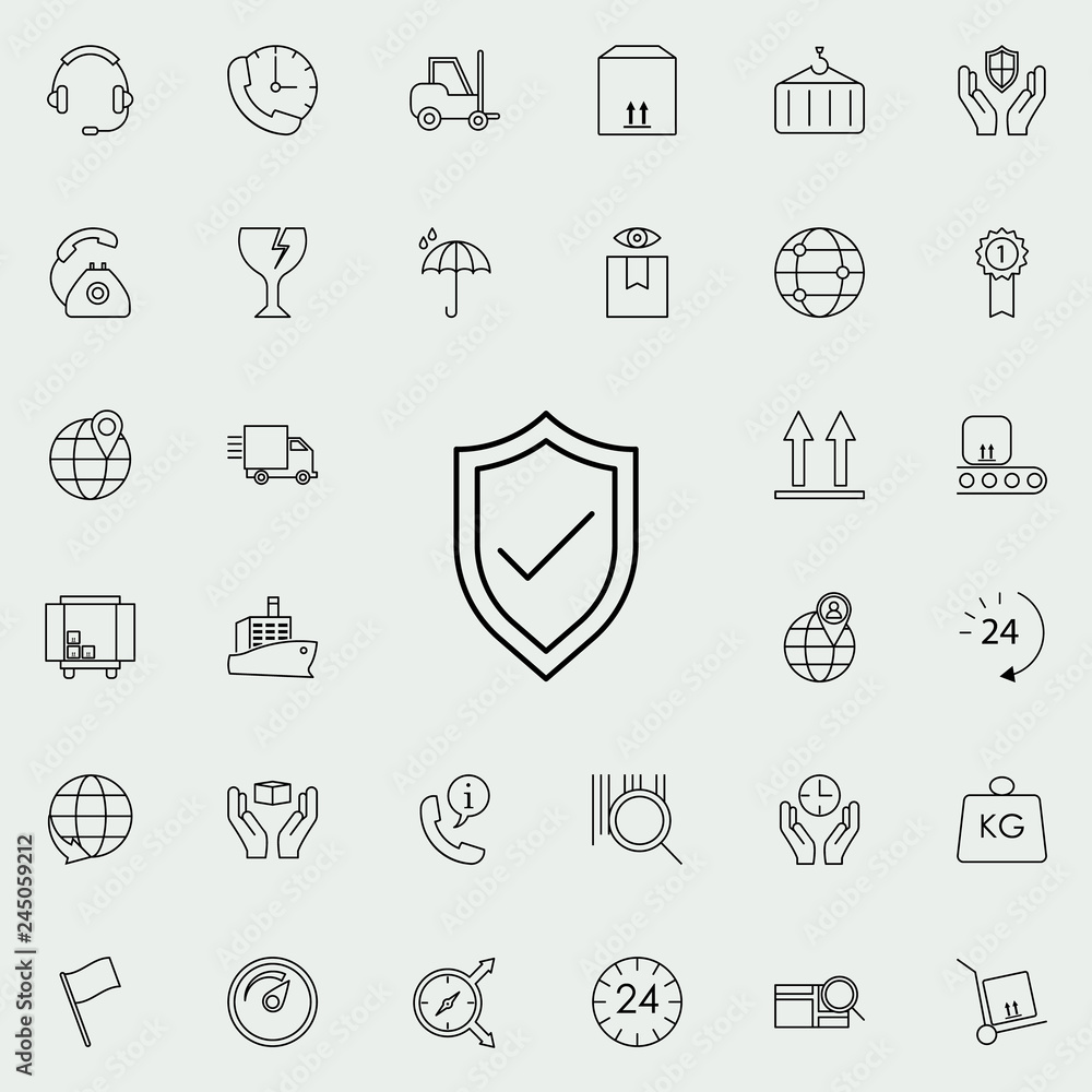 Poster check shield icon. logistics icons universal set for web and mobile