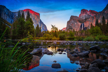 Twilight Reflections on Yosemite Valley, Yosemite National Park, California 