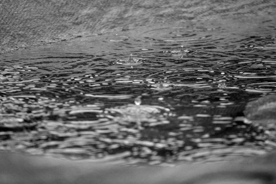 Pingos de chuva na &aacute;gua