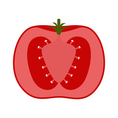 Isolated cut tomato image. Vector illustration design