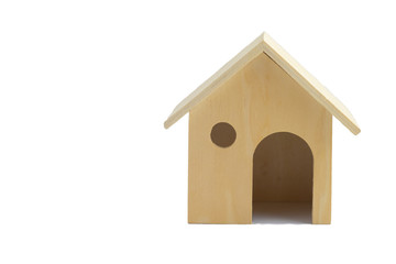 Obraz na płótnie Canvas small wooden house toy clipping path on white background