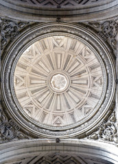 The dome interior in the Salvadır Church, Seville, Spain