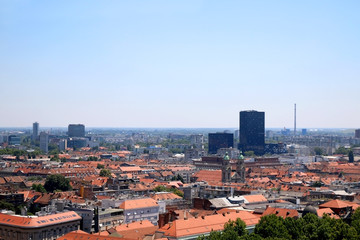 Obraz premium Aerial view of downtown in Zagreb, Croatia on a sunny day.