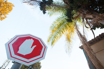 Red hand sign outside