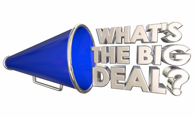 Whats the Big Deal Bullhorn Megaphone Words Question 3d Illustration