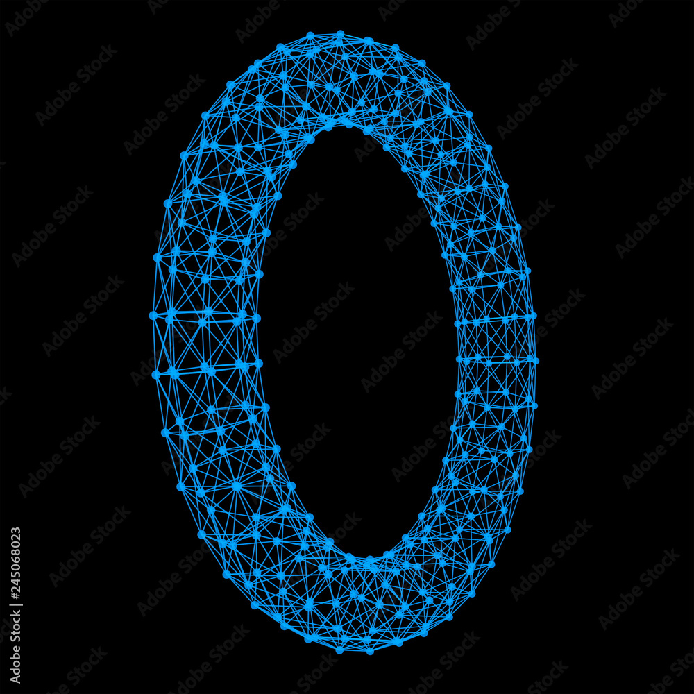 Poster wireframe ring. cloud computing and global network connection lines and spheres in futuristic techno