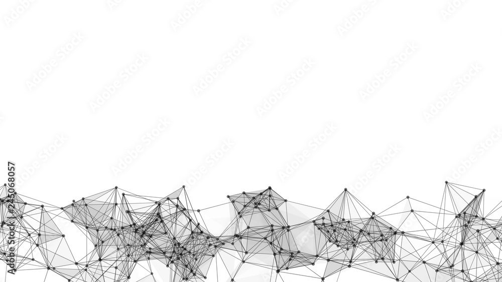 Poster black digital computer data and network connection triangle lines and spheres in futuristic technolo