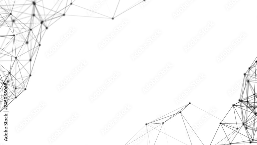 Poster black digital computer data and network connection triangle lines and spheres in futuristic technolo
