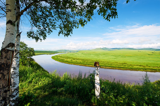 Ergun River of Hulunbuir grassland of China.