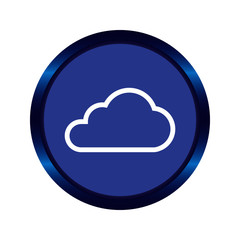 Vector illustration of cloud rounded icon.  Flat iconic symbol inside a circle, blue color, isolated on white background. Designed for web and software interfaces.