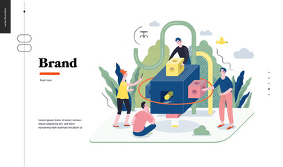 Technology 1 -Brand modern flat vector concept digital illustration branding metaphor, company brand promotion. Business workflow and team management Creative landing web page design template