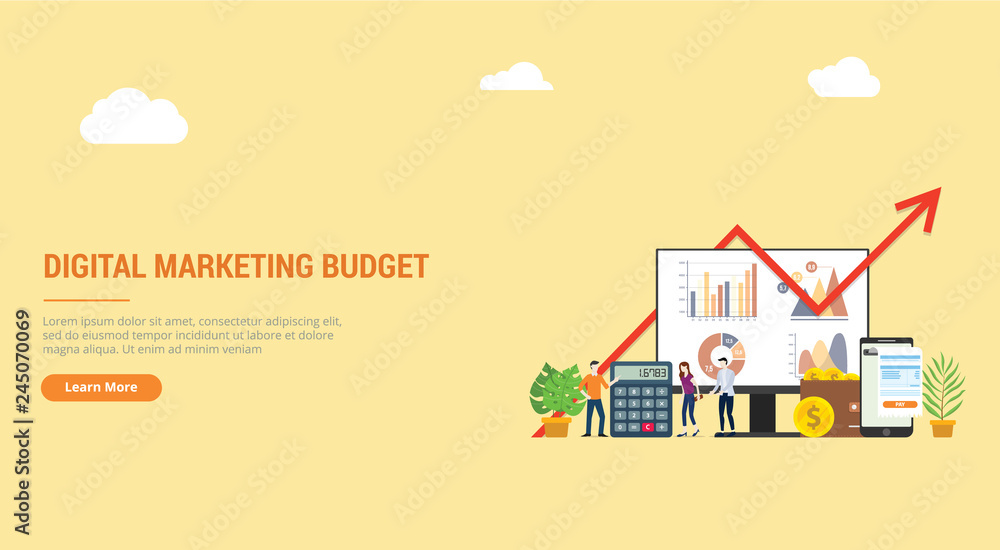Poster website design landing page ui ux for digital marketing budget financial campaign for advertising te