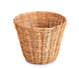 Basket wicker on isolated white background.