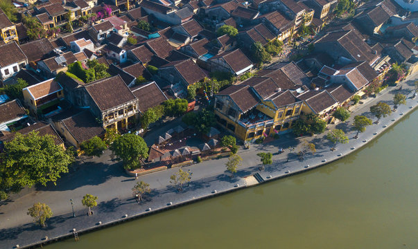 Aerial view of Hoi An old town or Hoian ancient town. Royalty high-quality free stock photo image of Hoi An old town. Hoi An is UNESCO world heritage, one of the most popular destinations in Vietnam